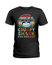 Grumpy shark doo doo Ladies T-Shirt tile