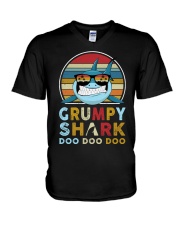 Grumpy shark doo doo V-Neck T-Shirt tile
