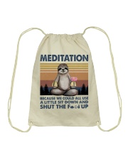 Yoga sloth meditation Drawstring Bag tile
