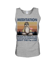 Yoga sloth meditation Unisex Tank tile