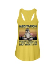 Yoga sloth meditation Ladies Flowy Tank tile