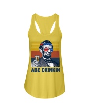 Funny Abe drinkin Ladies Flowy Tank tile