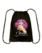 Yoga shhh sut up skull Drawstring Bag tile