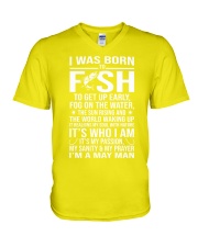 May born to fish V-Neck T-Shirt tile