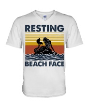 Mermaid resting V-Neck T-Shirt tile