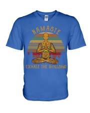 Yoga namaste exhale man V-Neck T-Shirt tile