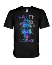 Mermaid skull beach V-Neck T-Shirt tile