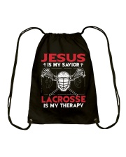 Jesus Is My Savior Lacrosse Is My Therapy Drawstring Bag tile