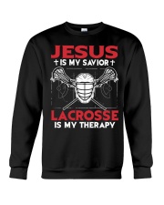 Jesus Is My Savior Lacrosse Is My Therapy Crewneck Sweatshirt tile