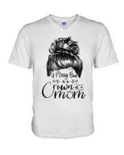 A Messy Bun Is A Crown Of A Mom V-Neck T-Shirt tile