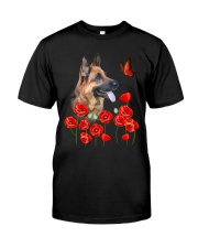 German Shepherd And Flowers Classic T-Shirt front