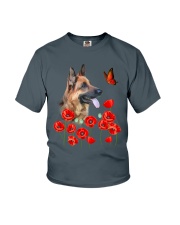 German Shepherd And Flowers Youth T-Shirt thumbnail