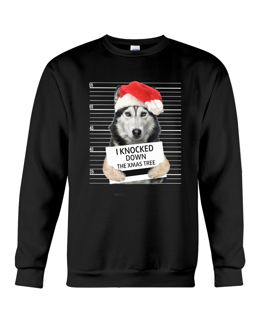 Siberian Husky Xmas Tree Crewneck Sweatshirt