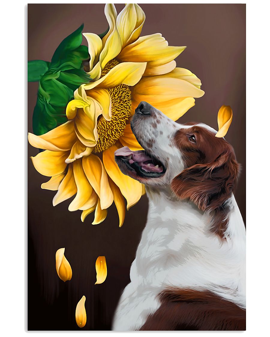 Irish Red and White Setter Sunflower 11x17 Poster