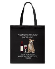 American Staffordshire Terrier and Wine Tote Bag thumbnail
