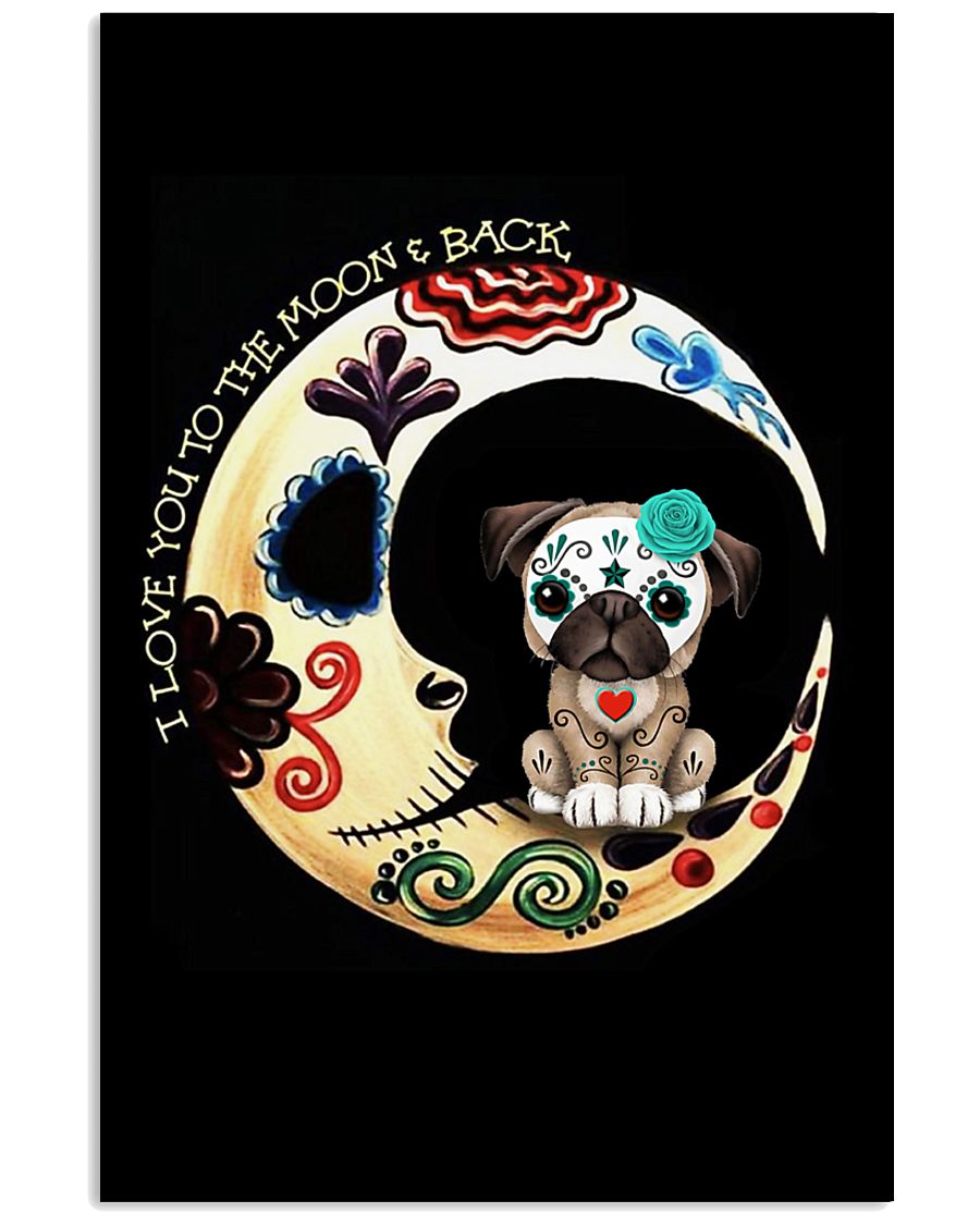 Pug Love Moon 16x24 Poster