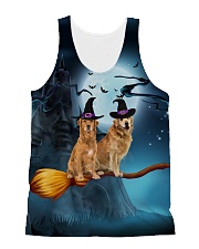 Golden Retriever Riding Broom All-over Unisex Tank front