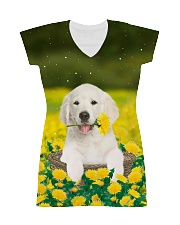 Golden Retriever In Garden 0509 All-over Dress thumbnail
