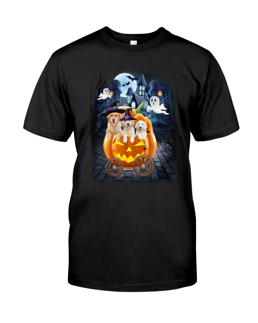 Golden Retriever in pumpkin carriage 0208 Classic T-Shirt