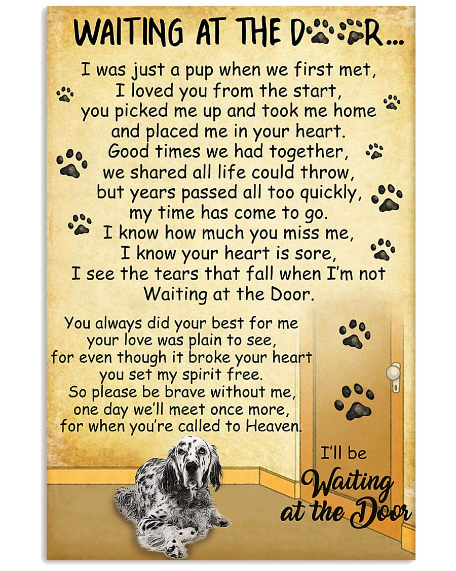 English Setter Waiting at The Door 11x17 Poster