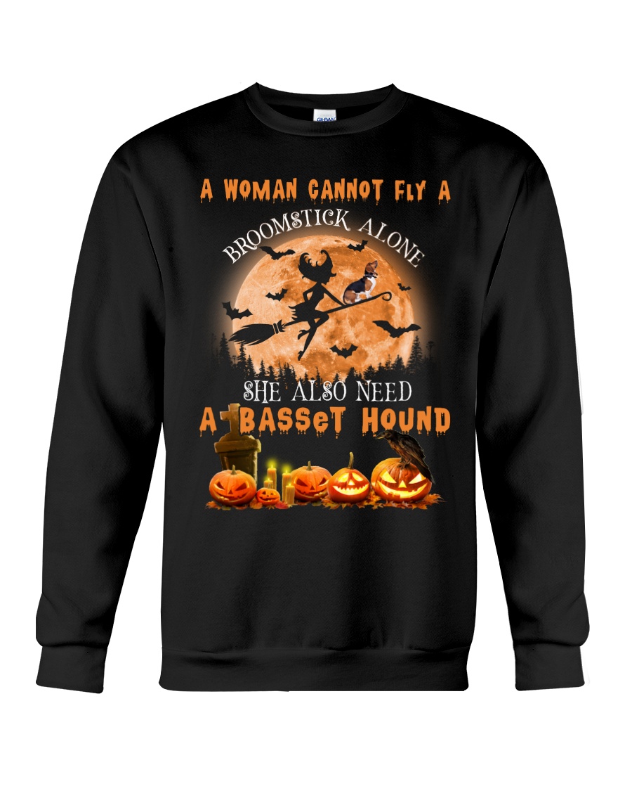 Basset Hound And Broomstick Crewneck Sweatshirt
