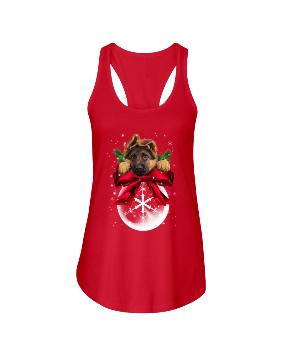 German Shepherd Noel Ladies Flowy Tank