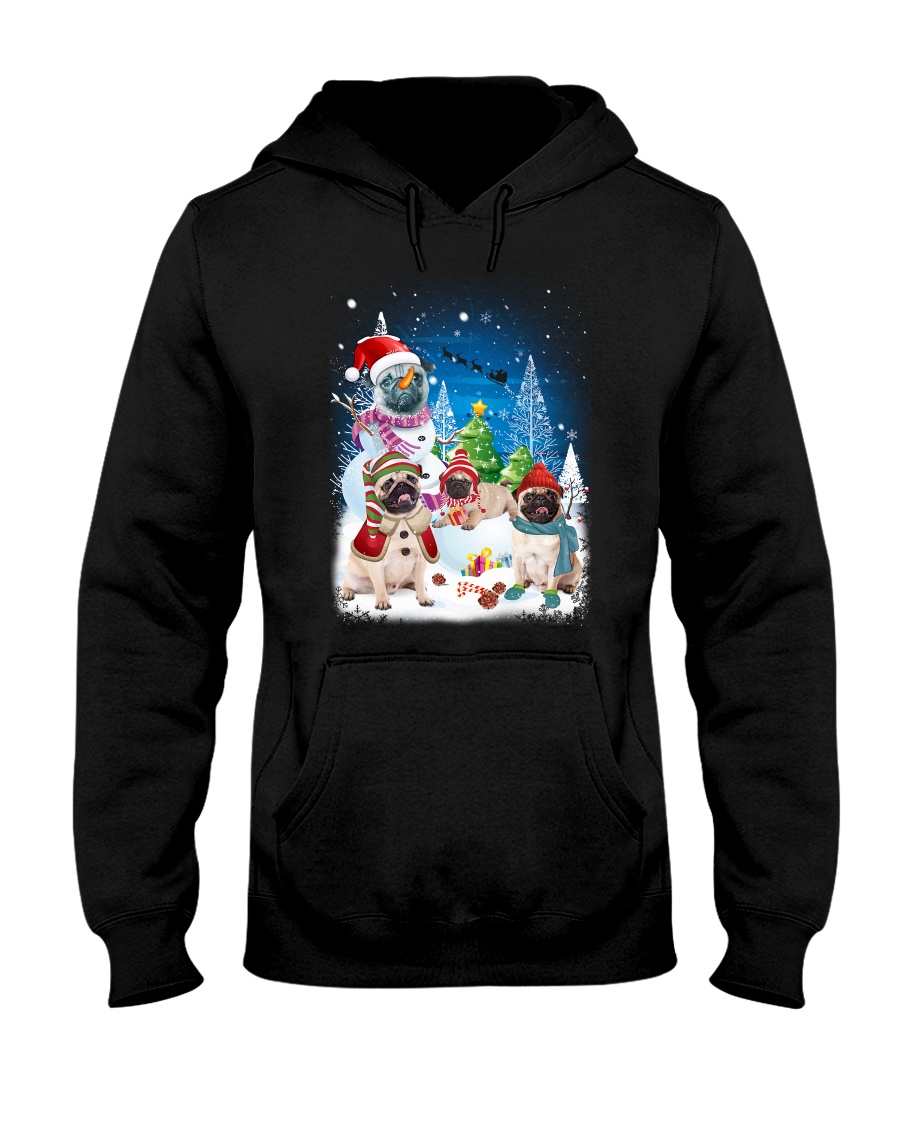 Pug Snowman 0809 Hooded Sweatshirt