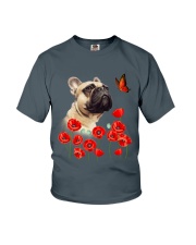 French Bulldog And Flowers Youth T-Shirt thumbnail