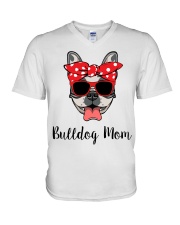 bulldog mom V-Neck T-Shirt tile