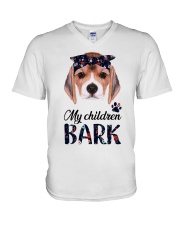 my children bark V-Neck T-Shirt tile