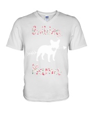 bulldog mama V-Neck T-Shirt tile