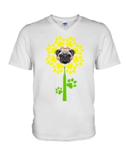 Pug Flower2 V-Neck T-Shirt tile
