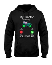 My Tractor Is Calling Green Hooded Sweatshirt front