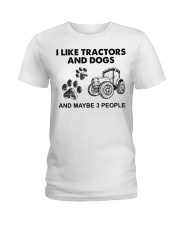 I Like Tractors and Dogs Ladies T-Shirt tile