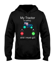 My Tractor Is Calling Blue Hooded Sweatshirt front