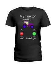 My Tractor Is Calling Purple Ladies T-Shirt tile