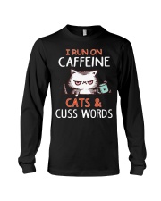 Cats Coffee I Run On Caffeine Long Sleeve Tee tile