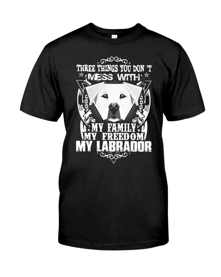 Dog Labrador T-shirts Three Things You Don't Mess Premium Fit Mens Tee