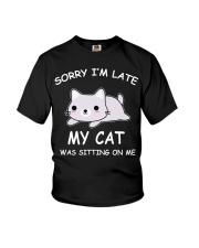 I Am Late My Cat Was Sitting On Me Cat Youth T-Shirt tile