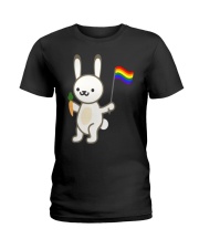 Rabbit Bunny LGBT Pride Flag Easter Shirt Ladies T-Shirt thumbnail