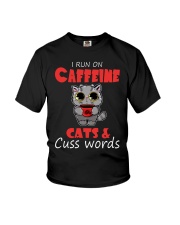 I Run On Caffeine Cats Cuss Words Cat Youth T-Shirt tile