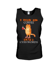 I Run On Coffee Cats Cuss Words Cat Unisex Tank tile