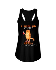 I Run On Coffee Cats Cuss Words Cat Ladies Flowy Tank tile