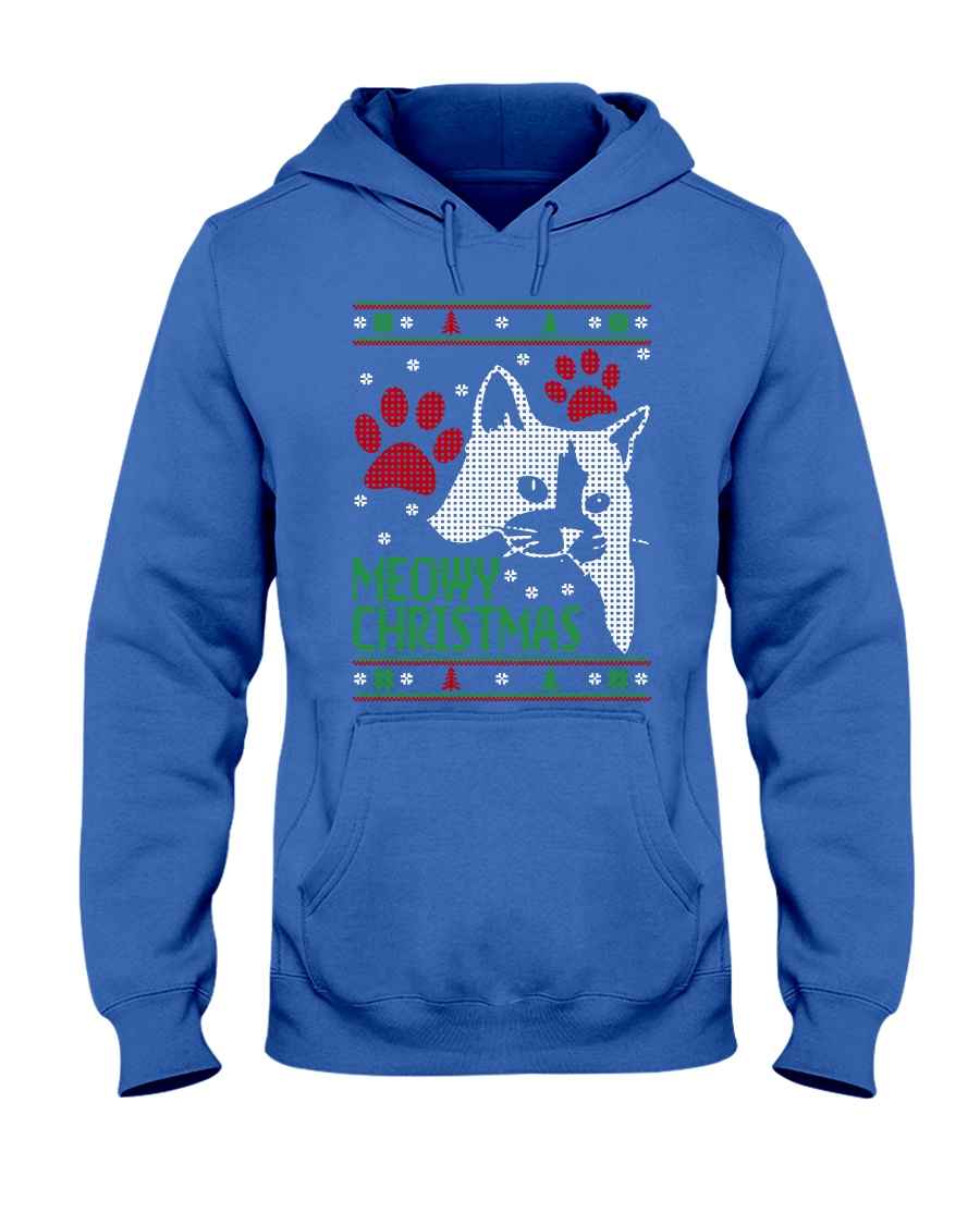 Meowy Ugly Christmas Sweaters - Ugly Sweater Hooded Sweatshirt