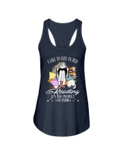 Stay iI Bed Reading Ladies Flowy Tank tile