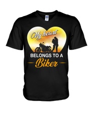 My Heart Belong To A Biker V-Neck T-Shirt tile