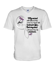 Pink Purple Dragonfly Mandala In Lady Hand - LTE V-Neck T-Shirt tile
