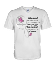 Pink Butterflies Cancer Symbol - LTE V-Neck T-Shirt tile