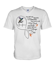 Hummingbird On Lady Hand Heartbeat Infinity - LTE V-Neck T-Shirt tile