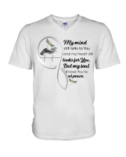 Dragonfly On Hand Infinity Heartbeat - LTE V-Neck T-Shirt tile